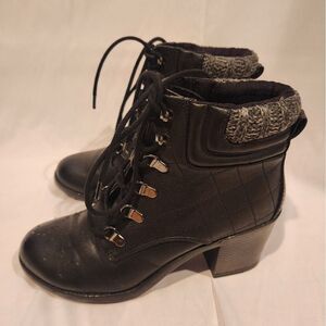 MIA Teddy black heel boots. Has some wear as pictured